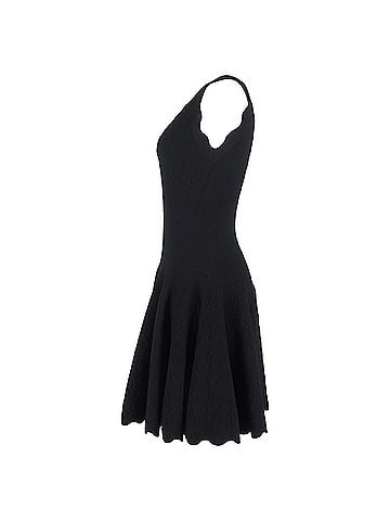 Alaïa Alaïa Scalloped Mini Dress in Black Wool (view 2)