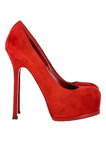 Saint Laurent Saint Laurent Tribtoo Pumps in Red Suede (view 1)