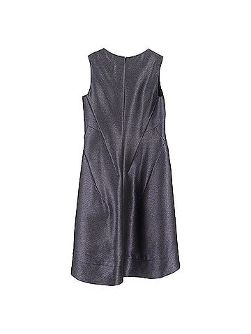 Jil Sander Jil Sander Scoop Neck Midi Dress in Metallic Grey Polyester (view 2)