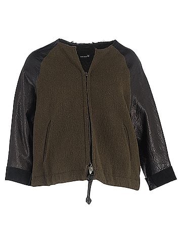 Isabel Marant Isabel Marant Zipped Jacket in Olive and Black Wool and Leather (view 1)