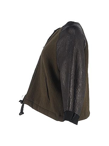 Isabel Marant Isabel Marant Zipped Jacket in Olive and Black Wool and Leather (view 2)