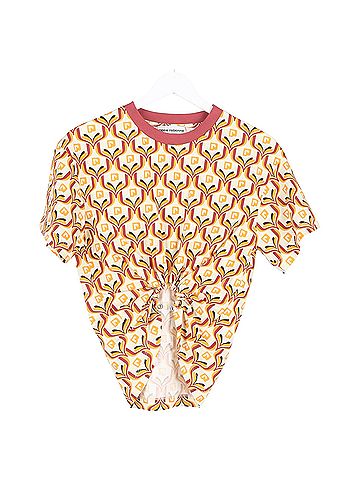 Paco Rabanne Paco Rabanne Printed Cropped Top with Ring Detail in Multicolor Cotton (view 1)