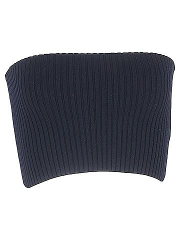 Chloé Chloé Ribbed Knit Tube Top in Navy Blue Wool (view 1)