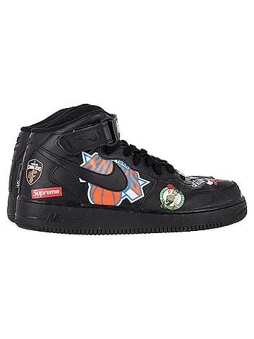 Supreme Supreme x Nike Air Force 1 Mid Supreme Sneakers in Black Leather (view 1)