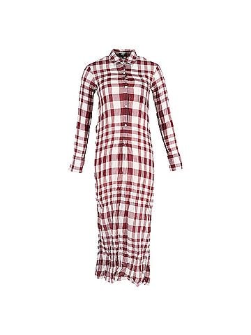 Theory Theory Plaid Shirt Dress in Red Cotton (view 1)
