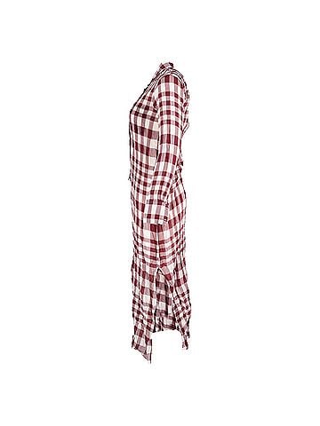 Theory Theory Plaid Shirt Dress in Red Cotton (view 2)
