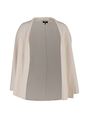 Theory  Theory Ribbed-Knit Open Cardigan in Cream wool (view 1)