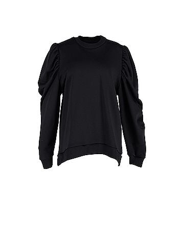 Marques'Almeida Marques Almeida Bishop Sleeve Sweater in Black Cotton (view 1)