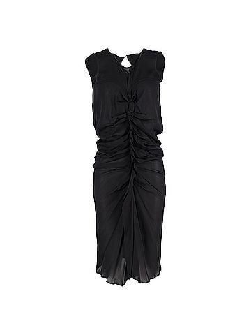Isabel Marant  Isabel Marant Ruched Midi Dress in Black Silk (view 1)