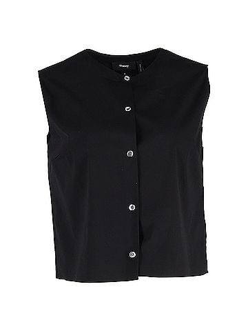 Theory Theory Good Sleeveless Shirt in Black Cotton (view 1)