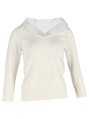 Max Mara Max Mara V-neck Sweater in Cream Cotton (view 1)