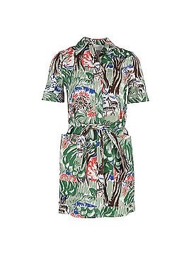Victoria Victoria Beckham Victoria Victoria Beckham Printed Button Front Mini Dress in Multicolor Cotton (view 1)