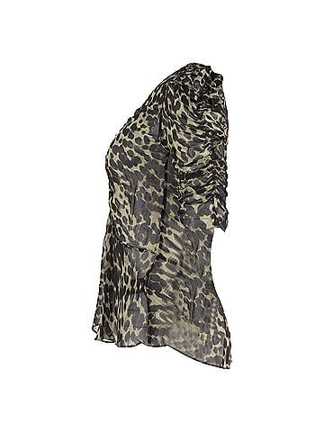 Isabel Marant Isabel Marant Caja Ruched Blouse in Animal Print Viscose (view 2)