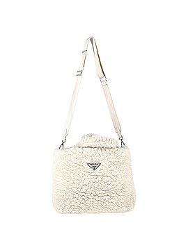 Prada Prada Logo Plaque Shear Handbag in White Cashmere (view 1)