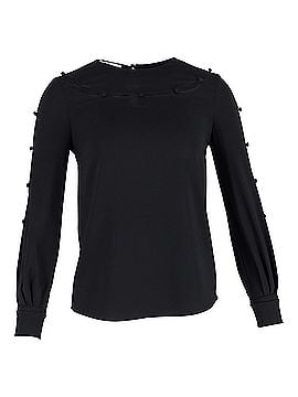Oscar De La Renta Oscar de la Renta Bateau Neckline Blouse in Black Silk (view 1)
