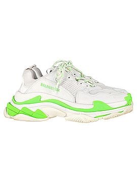 Balenciaga Balenciaga Triple S Sneakers in White and Neon Green Polyester (view 1)