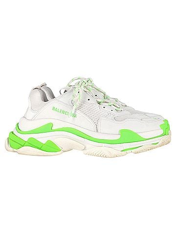 Balenciaga Balenciaga Triple S Sneakers in White and Neon Green Polyester (view 1)