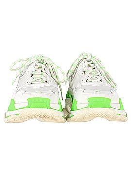 Balenciaga Balenciaga Triple S Sneakers in White and Neon Green Polyester (view 2)