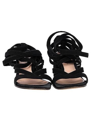 Gianvito Rossi  Gianvito Rossi Wrap Sandal Heels in Black Suede (view 2)