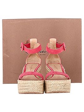 Gianvito Rossi Gianvito Rossi Portofino Platform Wedge Espadrille Sandals In Pink Suede (view 2)