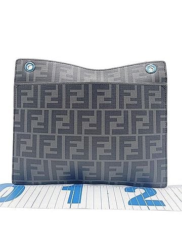 Fendi FENDI Zucca Clutch Bag 7AR985 Gray Black x Leather Men's Women's (view 1)