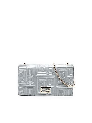 Fendi Metallic Embossed Nappa Logo Chain Clutch (view 1)