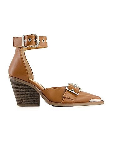 Andrea Women's Pointed Toe Riveted Ankle Strap Pumps (view 1)