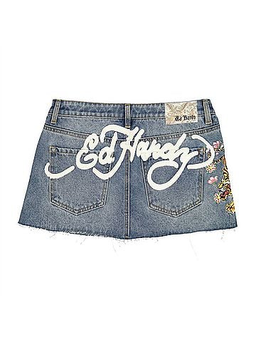 Ed Hardy Tiger Flowers Denim Skirt (view 2)