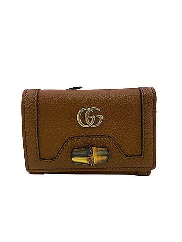 Gucci GUCCI 658633 Mini Wallet, Double G Hardware, Snap Button Closure, Bamboo, GG Marmont, Tri-fold Brown (view 1)