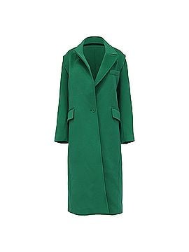 Maje Maje Givera Single-Breasted Coat in Green Wool (view 1)