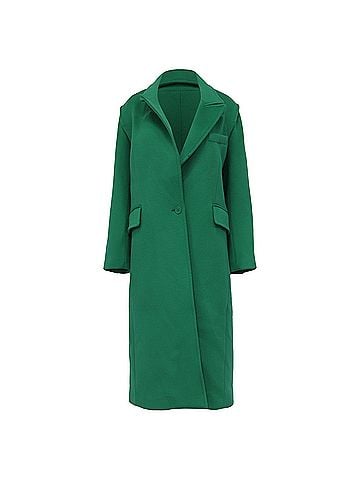 Maje Maje Givera Single-Breasted Coat in Green Wool (view 1)