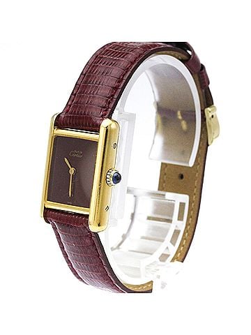Cartier CARTIER Must Tank Vermeil Gold Plated Leater Hand-Winding Ladies Watch (view 2)