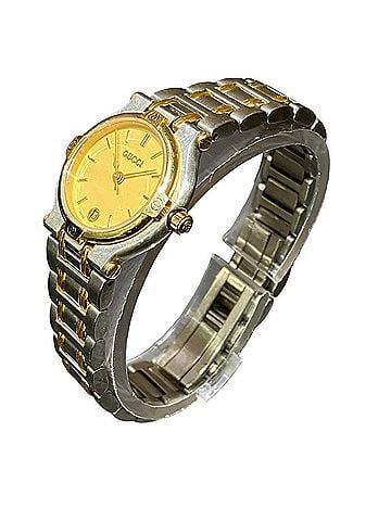 Gucci Gucci watch, total weight 51.2g, stainless steel, quartz movement, gold dial, 9000L. (view 2)