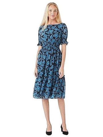 Kate Spade New York Dark Peacock Floral Midi Dress Cocktail Dress (view 1)