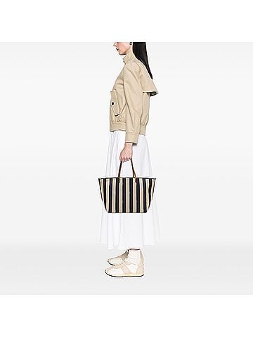 Fendi Large Zucca Canvas Pequin Striped Reversible Roll Tote (view 2)