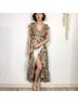 Drew 100% Polyester 100% Polyester Floral Ivory Tan Brown Green Casual Dress Size S - photo 15