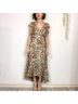 Drew 100% Polyester 100% Polyester Floral Ivory Tan Brown Green Casual Dress Size S - photo 12