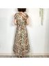 Drew 100% Polyester 100% Polyester Floral Ivory Tan Brown Green Casual Dress Size S - photo 7
