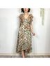 Drew 100% Polyester 100% Polyester Floral Ivory Tan Brown Green Casual Dress Size S - photo 14