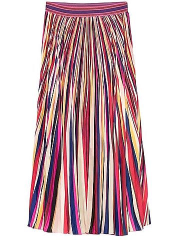 FARM Rio Diagonal Stripes Pleated Midi Skirt Casual Skirt (view 2)