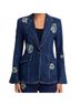 Cinq à Sept 99% Cotton 1% Spandex 100% Polyester Floral Blue Blazer Size 2 - photo 1