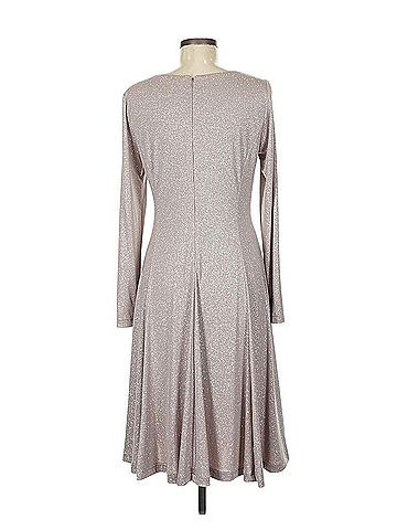 Jessica Howard Silver Metallic Twist-Front Long Sleeve Dress Casual Dress (view 2)