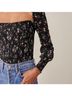 Reformation 100% Viscose Floral Black Purple Long Sleeve Blouse Size L - photo 5