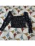 Reformation 100% Viscose Floral Black Purple Long Sleeve Blouse Size L - photo 8