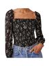 Reformation 100% Viscose Floral Black Purple Long Sleeve Blouse Size L - photo 1