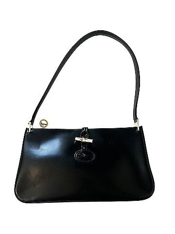 Longchamp Roseau Black Smooth Leather Bamboo Toggle Silver Leather Shoulder Bag (view 1)
