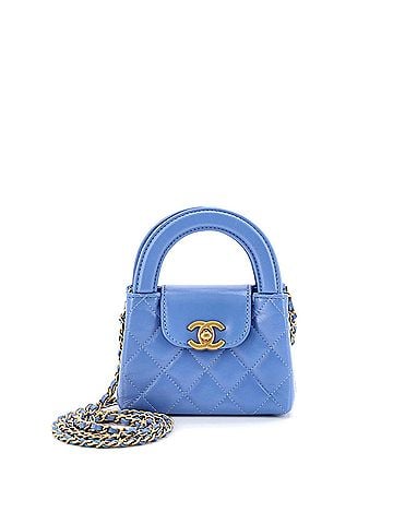 Chanel Kelly Top Handle Shopping Bag Quilted Shiny Aged Calfskin Nano (view 1)