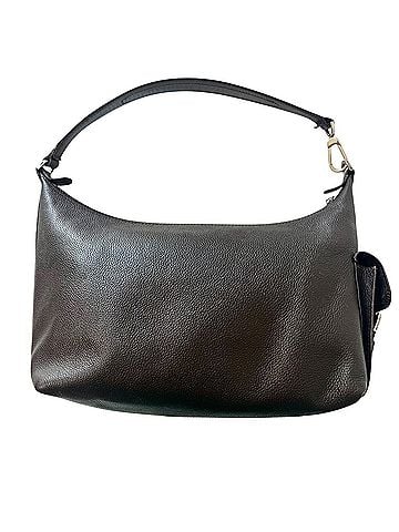 Longchamp Vintage Dark Brown Pebbled Leather Structured Top Handle Bag Silver Hardware Leather Shoulder Bag (view 2)