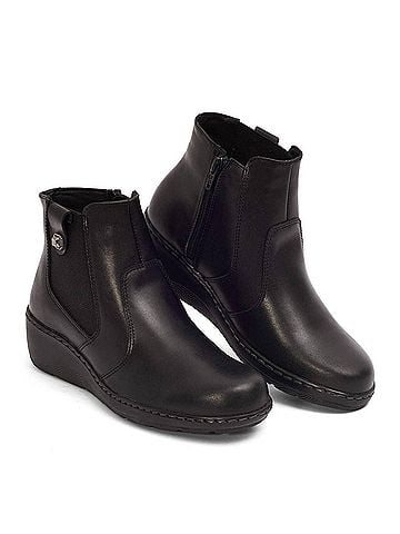 Andrea Women's Exclusive Leather Wedge Booties (view 2)