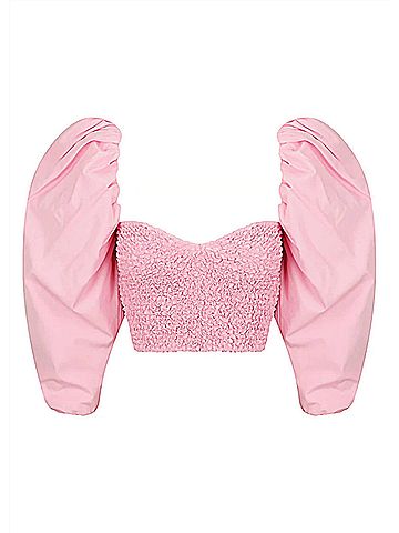 S/W/F Puff Crop Top in Rouge (view 1)